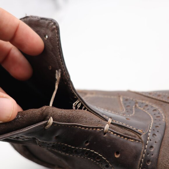 John Varvatos Chelsea Men’s 10 Waxed Suede Brown Leather Boots Handmade In ITALY - Picture 11 of 13
